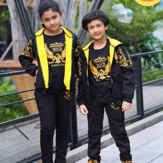 Kids Winter Outfit Hoodie Inside T Shirt and Pant set (Boys & Girls)