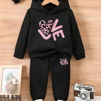 Winter Outfit Hoodie and Pant set (Boys & Girls) Black Love