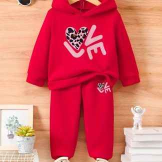 Winter Outfit Hoodie and Pant set (Boys & Girls) Red Love