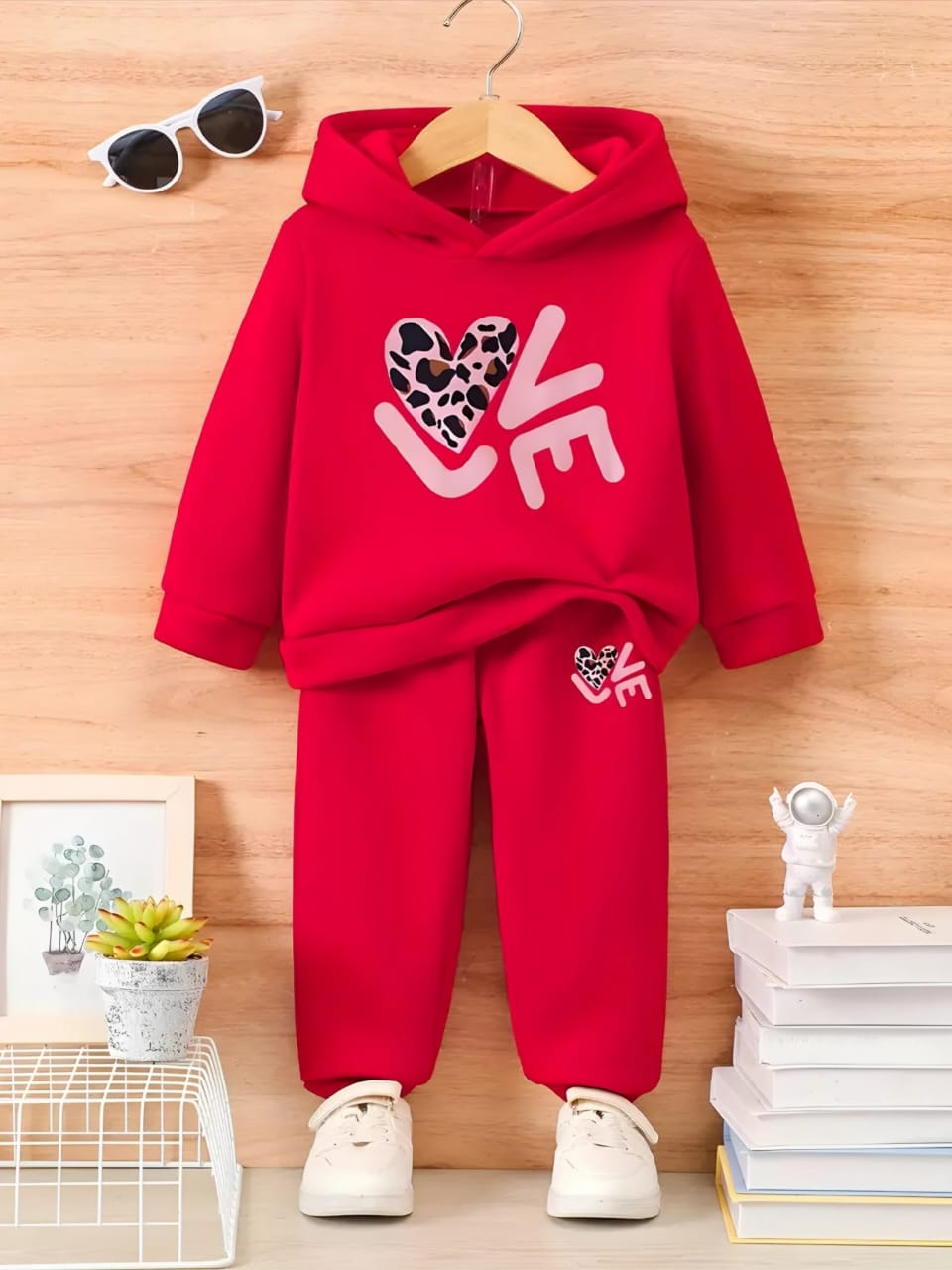 Winter Outfit Hoodie and Pant set (Boys & Girls) Red Love