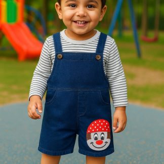 Kids Denim Romper Set Cute AndComfortable Outfit Blue