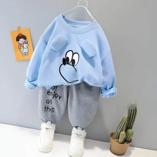 Winter Outfit kids Stylish sweatshirt and pant set sky Blue