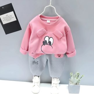 Winter Outfit kids Stylish sweatshirt and pant set pink