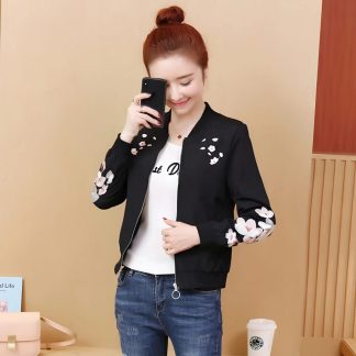 Floral printed ladies jacket Black