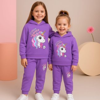 Winter Outfit Hoodie and Pant set Girls Purple Unicorn