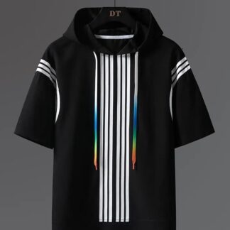 Black Cotton premium Short sleeve Hoodie