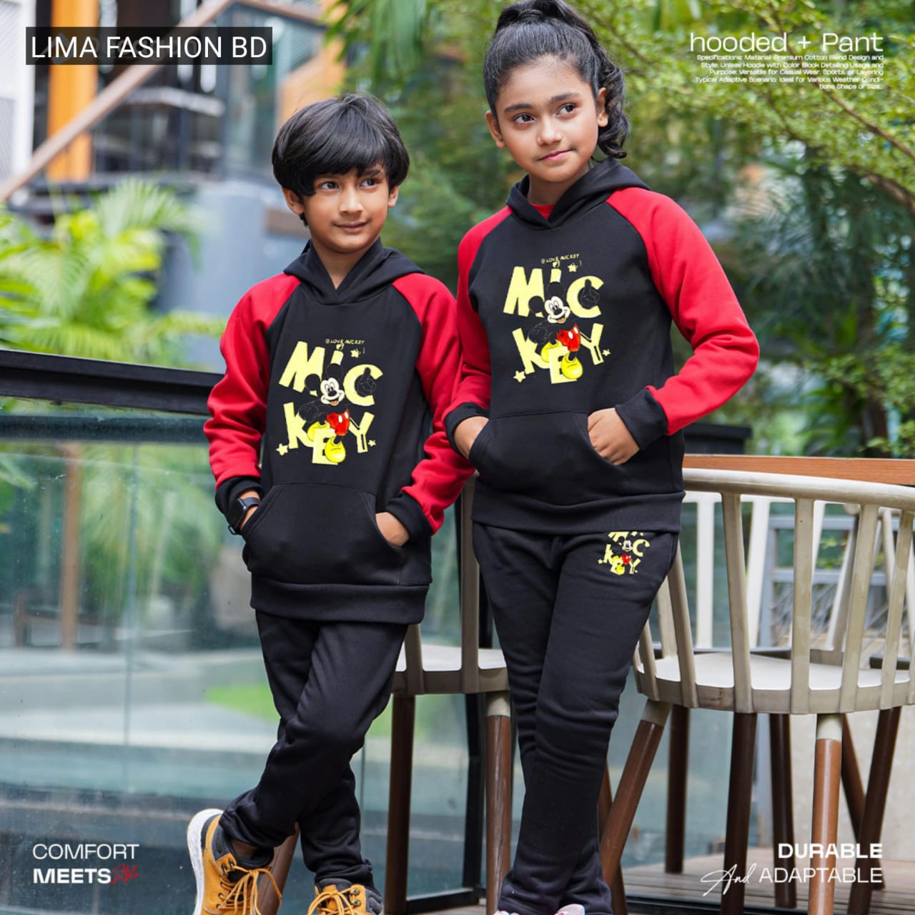 Kids “Micky Mouse”Hoodie and Pant set (Boys & Girls) Black