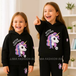 Kids Premium Hoodie set Black Unicorn