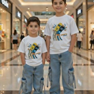Modern Style 6 pocket kargo Denim pant & Cotton T-Shirt Set