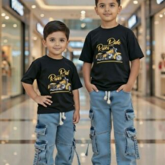 Modern Style 6 pocket kargo Denim pant & Cotton T-Shirt Set