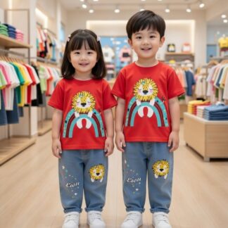 Premium Long jeans pant and cotton baby T shirt set - (3 months - 6 year)