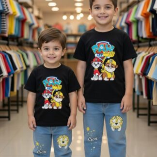 Premium Long jeans pant and cotton baby T shirt set - (3 months - 6 year)