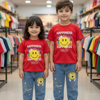 Premium Long jeans pant and cotton baby T shirt set - (3 months - 6 year)