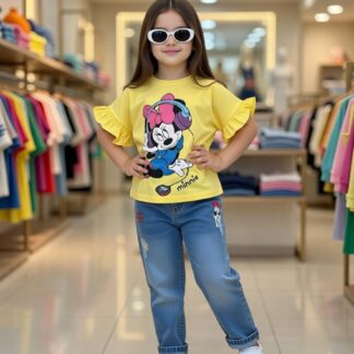 Premium Long jeans pant and cotton baby T shirt set - (3 months - 6 year)