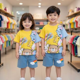 Trendy Jeans & Soft Cotton T-Shirt Set (1–6Y)