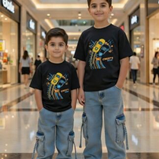 Modern Style 6 pocket kargo Denim pant & Cotton T-Shirt Set