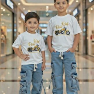 Modern Style 6 pocket kargo Denim pant & Cotton T-Shirt Set