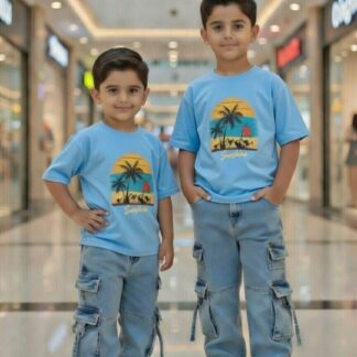 Modern Style 6 pocket kargo Denim pant & Cotton T-Shirt Set
